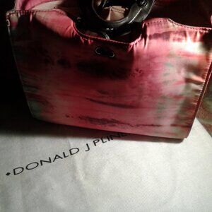 Vintage! Donald J. PlinerTie-dye Tote w/leather handles/"DP" on hardware